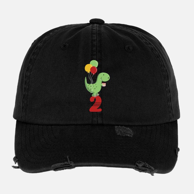 Zweiter Geburtstag Junge T Rex Dinosaurier Flexfit Vintage Destroyed Cap