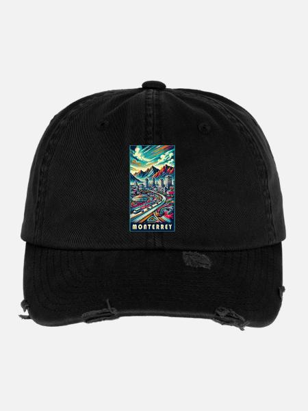 Monterrey Mexico City Travel Design - Flexfit Vintage Destroyed Cap - black - Front