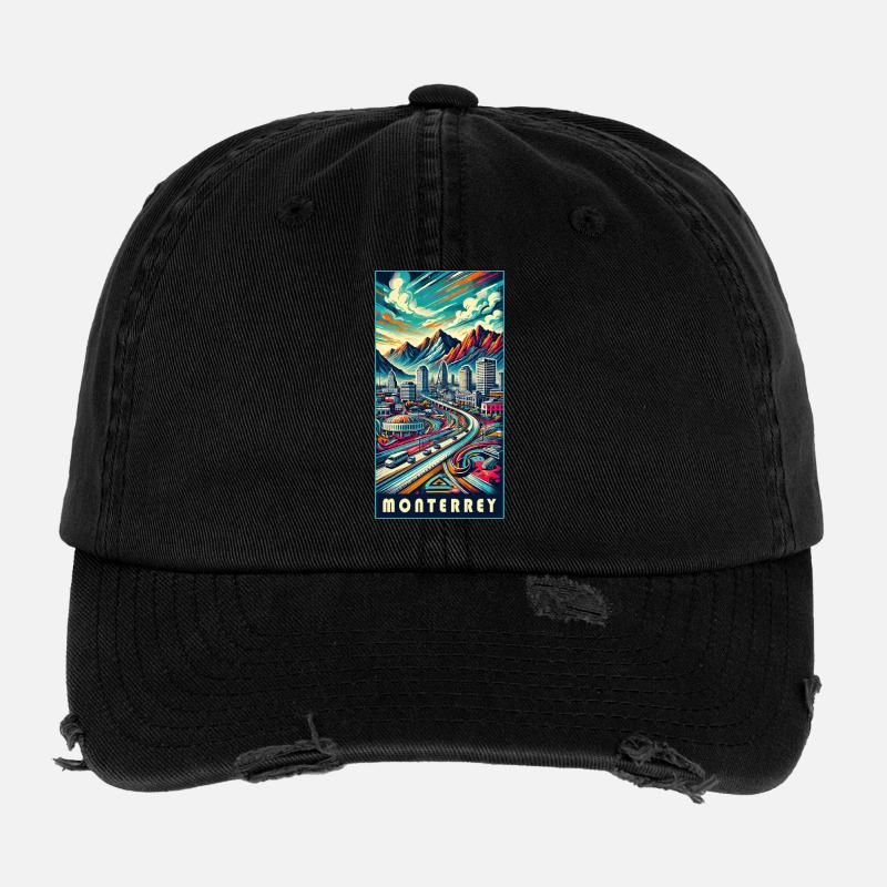 Monterrey Mexiko Stadt Reise Design Flexfit Vintage Destroyed Cap