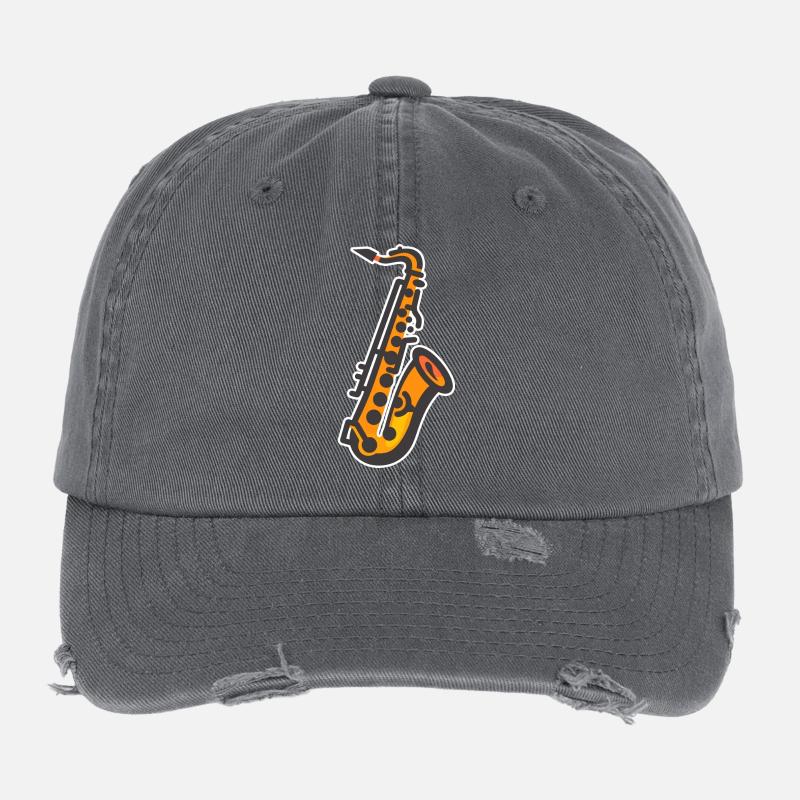 Saxophon Grafik Flexfit Vintage Destroyed Cap