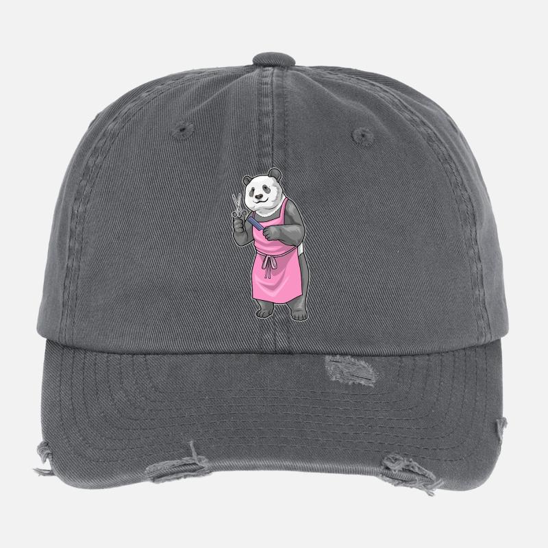Panda Coiffe Ciseaux Peigne Casquette vintage effet usé Flexfit