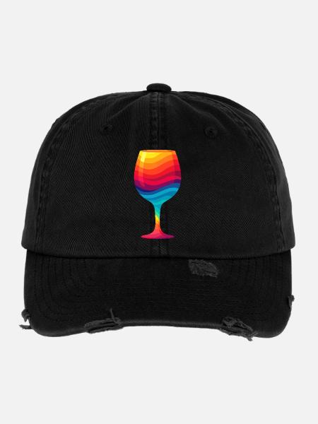 Verre à vin coloré - Casquette vintage effet usé Flexfit - noir - Devant