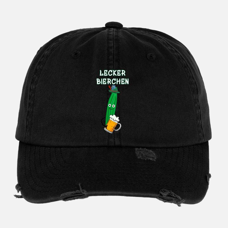 Gurke, Partygurke, Bier, Lecker Bierchen.Gurke - Flexfit Vintage Destroyed Cap - Schwarz