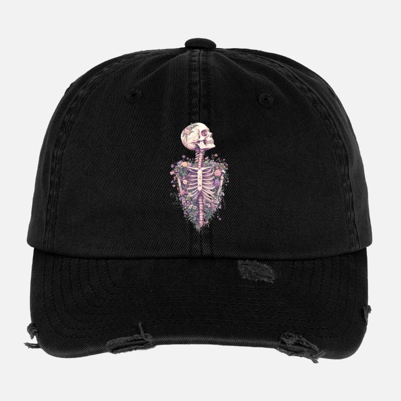 Floral Ribcage Flexfit Vintage Destroyed Cap