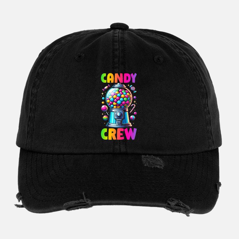 Candy Crew Decoration Candy Lover Sweet Tooth Flexfit Vintage Destroyed Cap