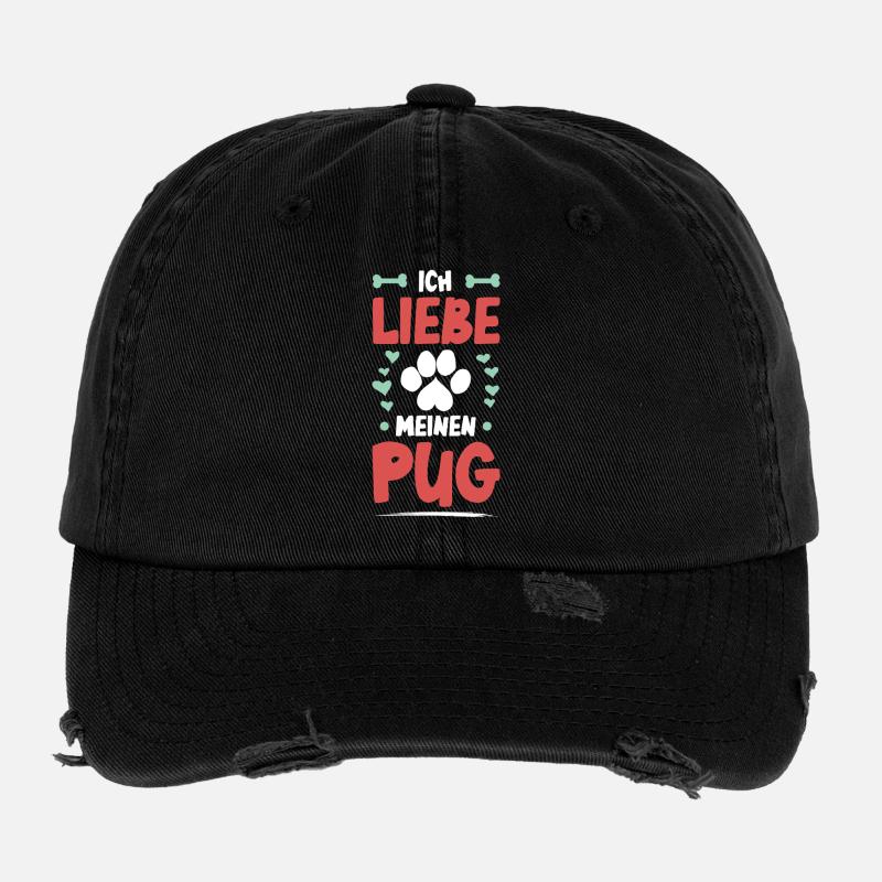 Ich liebe meinen Pug Flexfit Vintage Destroyed Cap