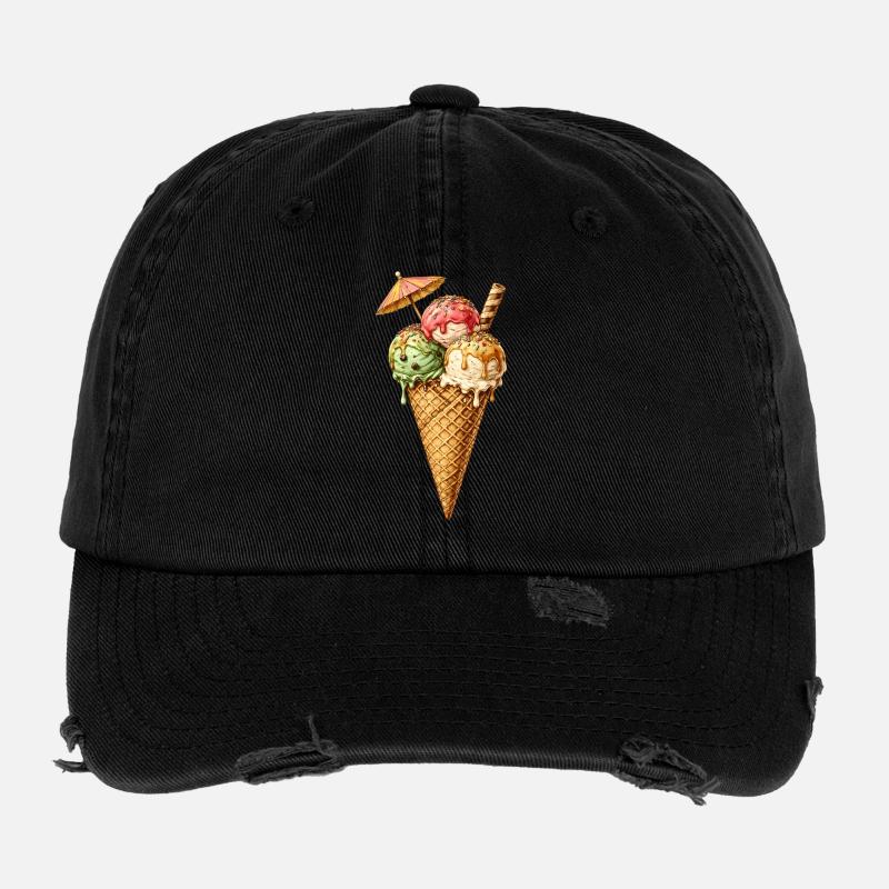 Glace colorée avec des vermicelles – plaisir estival Casquette vintage effet usé Flexfit