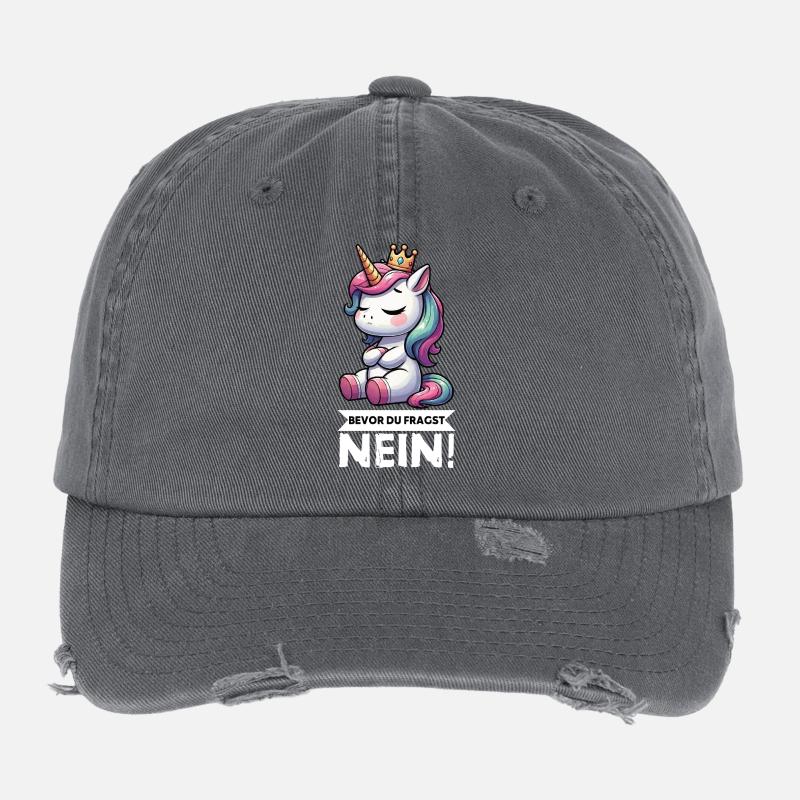 Bevor Du Fragst Nein Einhorn Einhörner Einhornfan  Flexfit Vintage Destroyed Cap