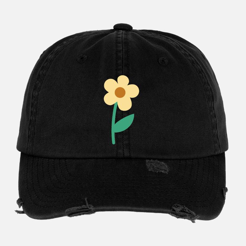 Niedliche einfache Blume – minimalistische botanische Ästhetik Flexfit Vintage Destroyed Cap