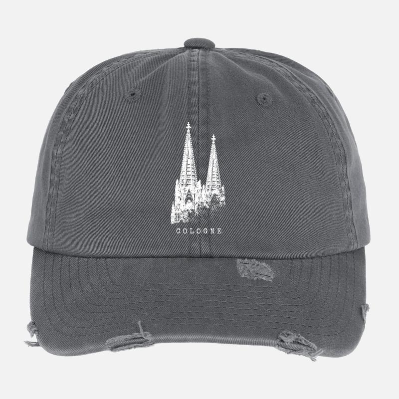 Cathédrale de Cologne Cologne Vintage Silhouette Cologne Skyline Casquette vintage effet usé Flexfit