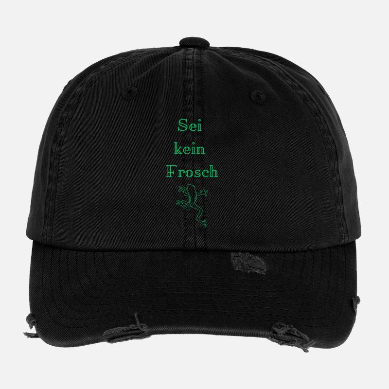 Sei kein Frosch - Flexfit Vintage Destroyed Cap - Schwarz