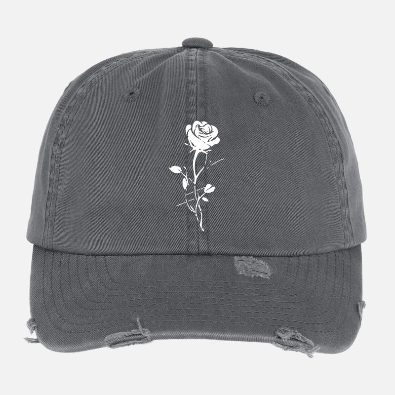 Rose stylisée style urbain Casquette vintage effet usé Flexfit