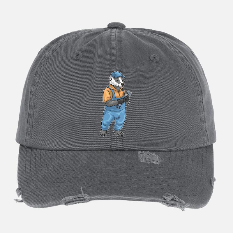 Dachs Mechaniker Schraubenschlüssel Flexfit Vintage Destroyed Cap