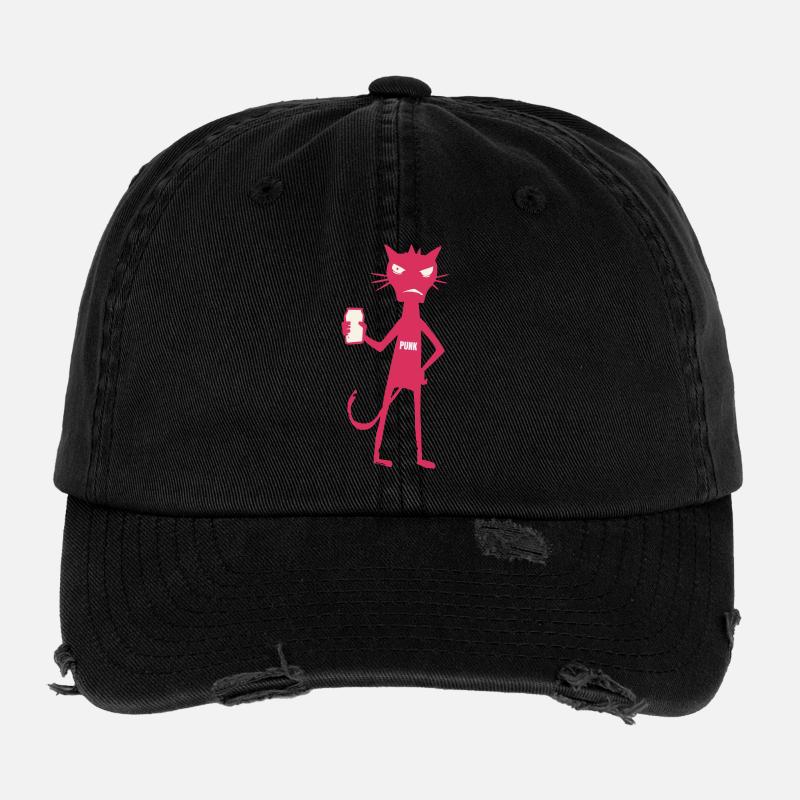 Little Monsters : Attitude néon de Punk Cat Casquette vintage effet usé Flexfit