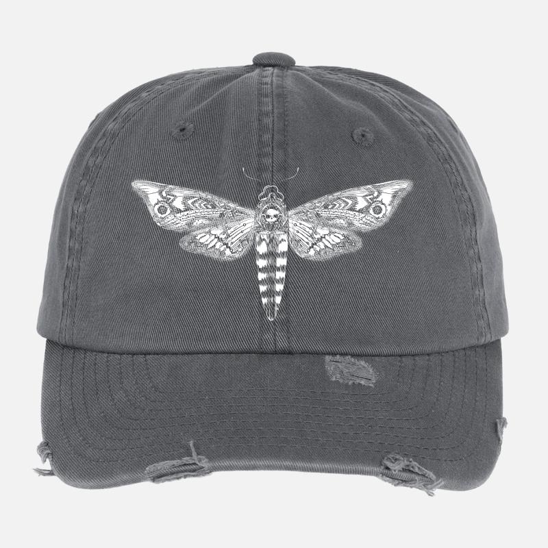 Dessin d'un essaim de crâne blanc Casquette vintage effet usé Flexfit