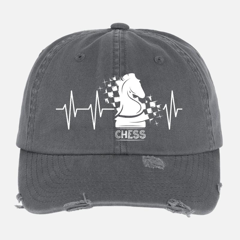 Icône d’illustration de cheval de pallier de drapeau de chevalier d’échecs Casquette vintage effet usé Flexfit