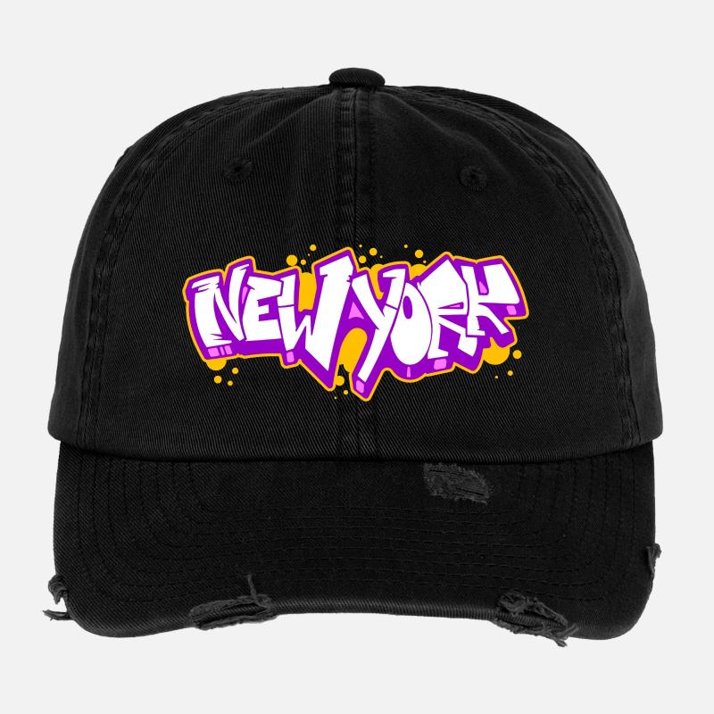 New York Horizontal Graffiti 3 Flexfit Vintage Destroyed Cap