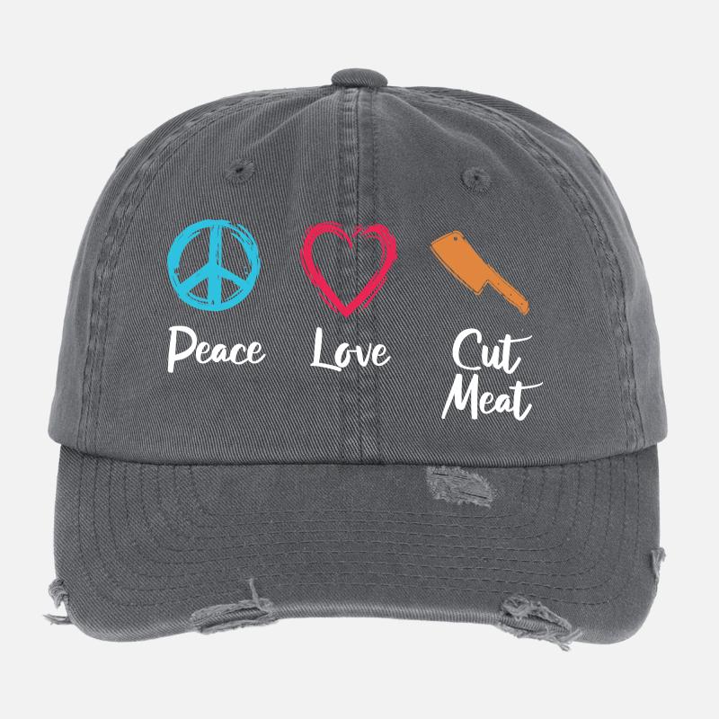 Peace, Love, Cutting Flesh Flexfit Vintage Destroyed Cap