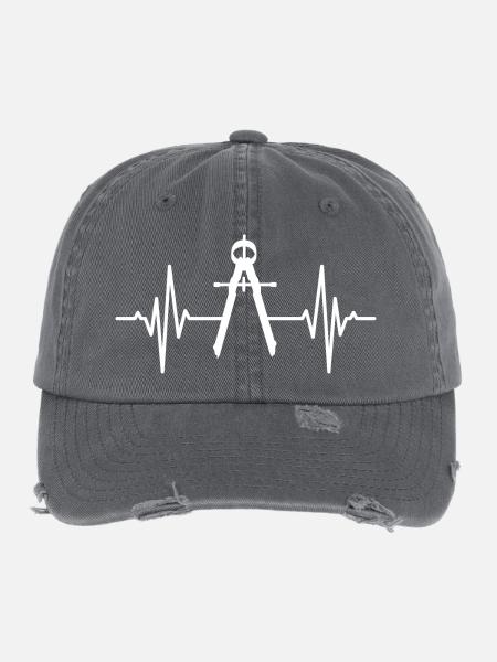 Zirkel Herzklopfen - Flexfit Vintage Destroyed Cap - Dunkelgrau - Vorne