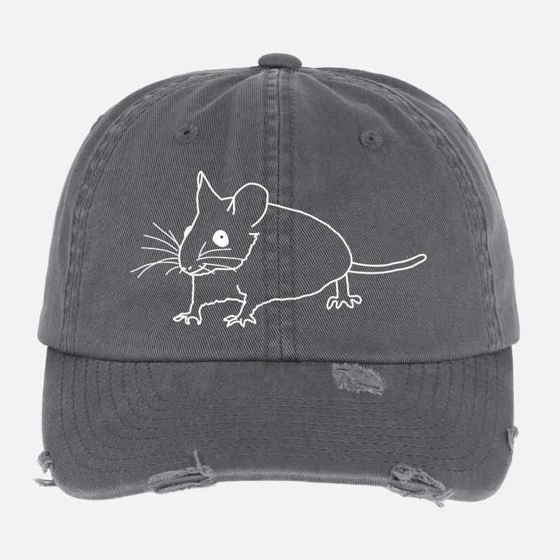 Lineart de souris Casquette vintage effet usé Flexfit