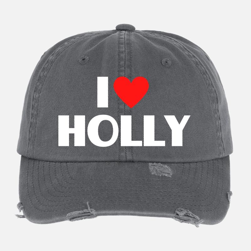 Ich liebe Holly rotes Herz Retro Statement  Flexfit Vintage Destroyed Cap