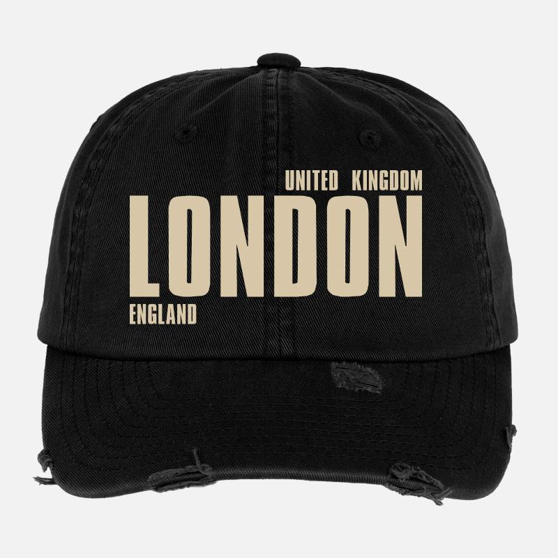 London Retro Typography Flexfit Vintage Destroyed Cap