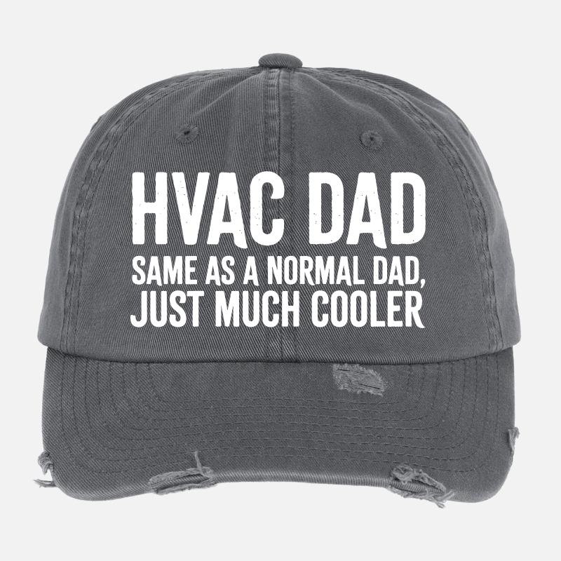 HVAC Dad Just Much Cooler Funny Flexfit Vintage Destroyed Cap