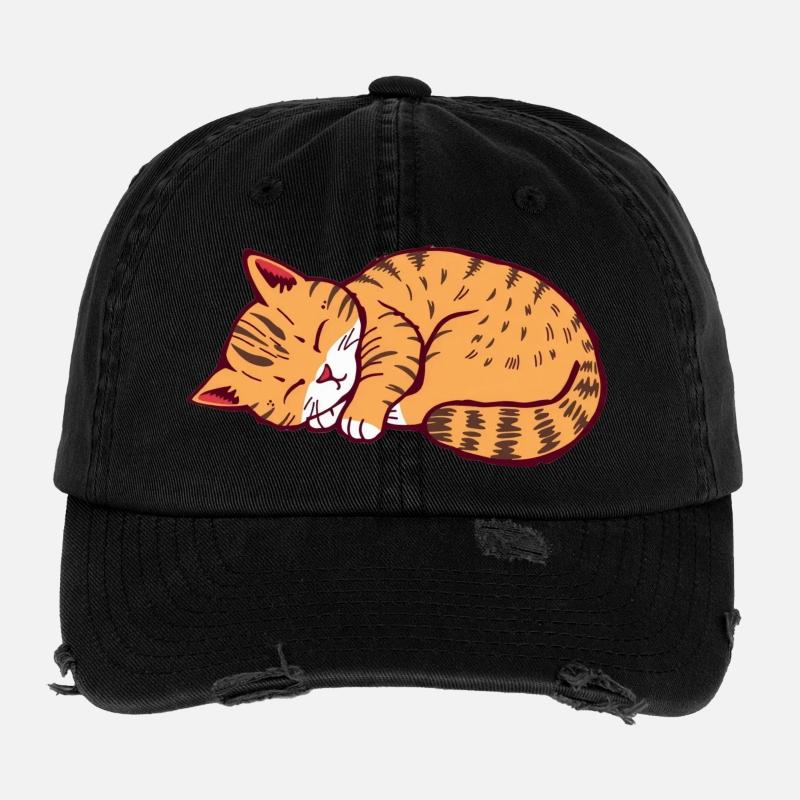 chat endormi chaton tigre chat Casquette vintage effet usé Flexfit