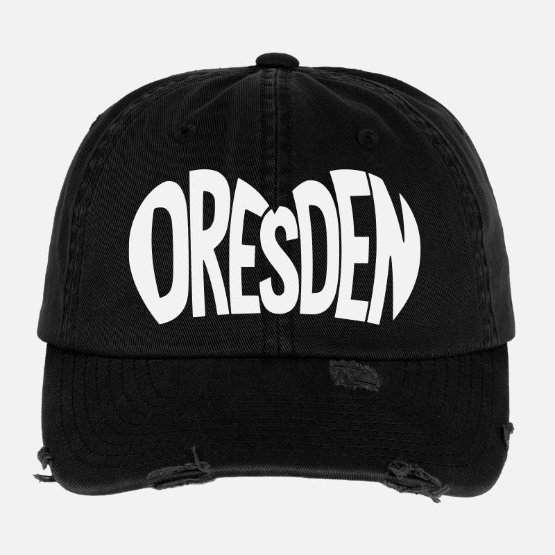 Lettrage Dresde - Casquette vintage effet usé Flexfit - noir