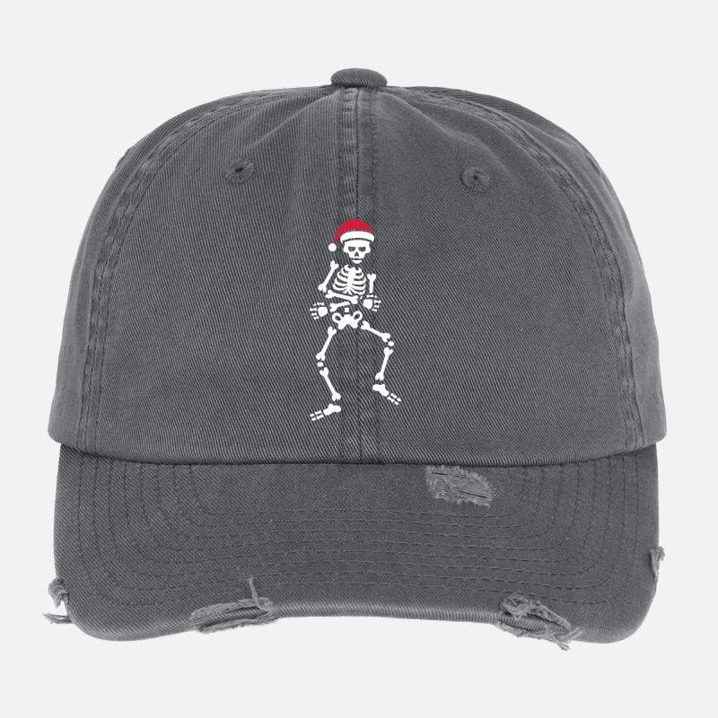 Skibidi challenge meme skeleton Christmas dance Flexfit Vintage Destroyed Cap