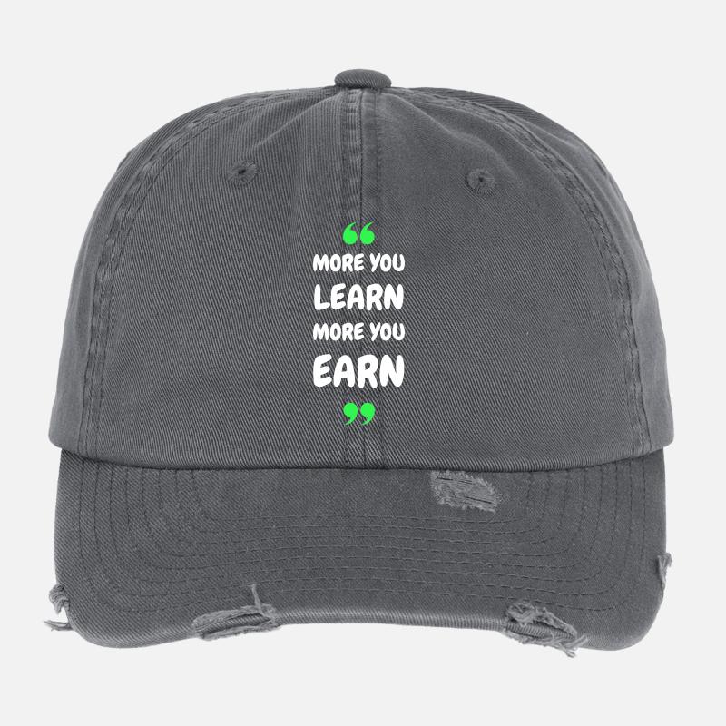 More you Learn, More you Earn Flexfit Vintage Destroyed Cap
