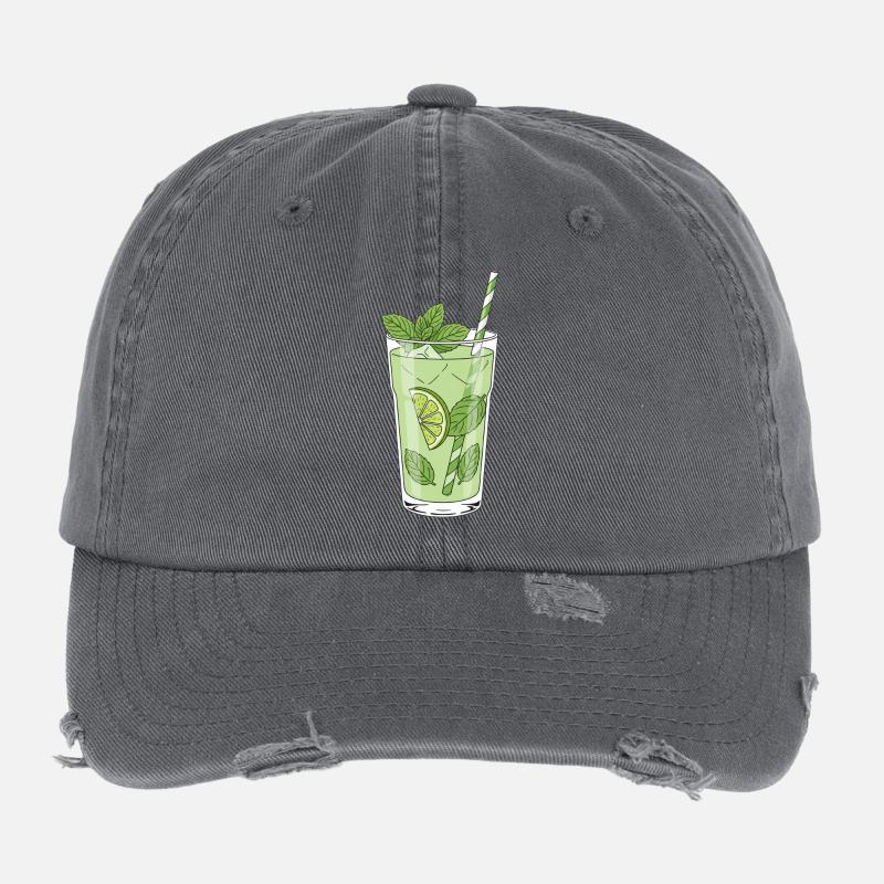 Illustration de Mojito à la menthe au citron vert Casquette vintage effet usé Flexfit