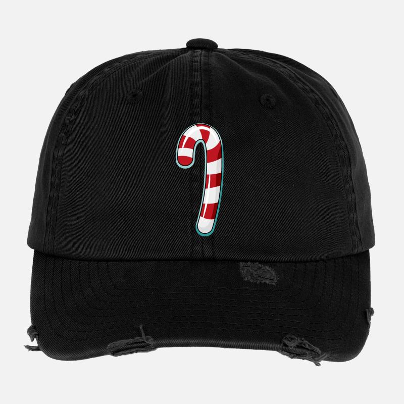 Candy Cane Striped Design Flexfit Vintage Destroyed Cap