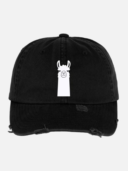 Adorable Cartoon Llama - Flexfit Vintage Destroyed Cap - black