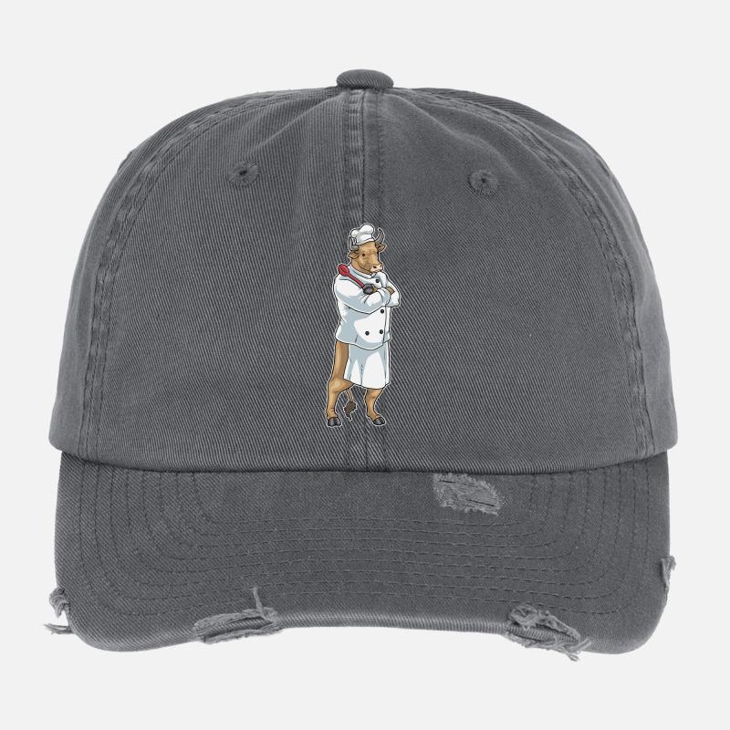 Stier Koch Kochlöffel Kochen Flexfit Vintage Destroyed Cap