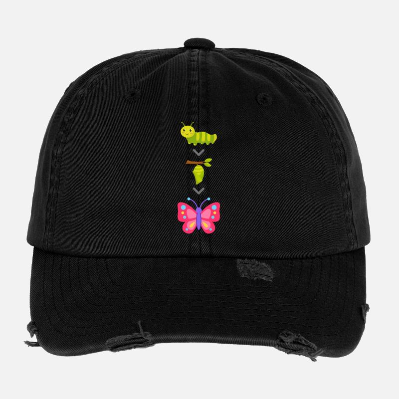 Raupe zu Schmetterling Verwandlung Flexfit Vintage Destroyed Cap