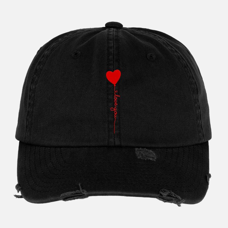 Ballon coeur avec script d’amour Casquette vintage effet usé Flexfit