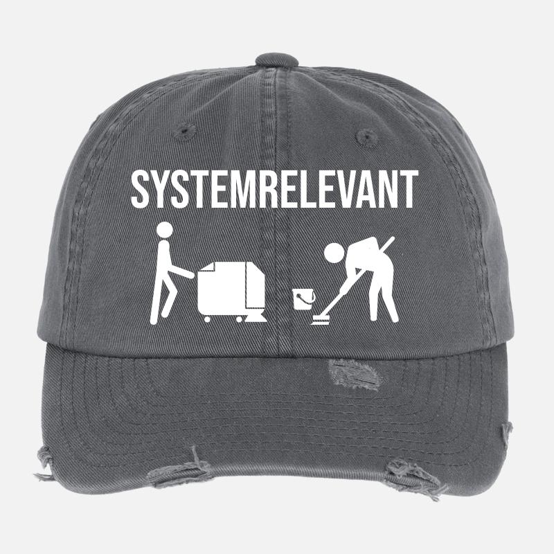 Systemrelevant Reinigungskräfte Gebäudereiniger Flexfit Vintage Destroyed Cap