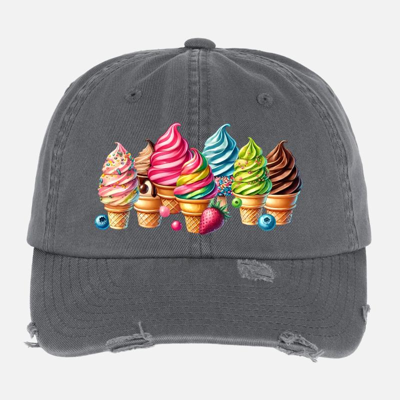 Einen süßen Touch mit diesen bunten Eis-Motiven Flexfit Vintage Destroyed Cap