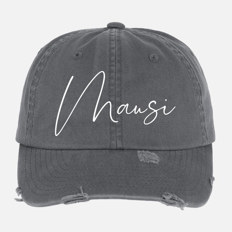 Mausi / Handwriting Design (White) Flexfit Vintage Destroyed Cap