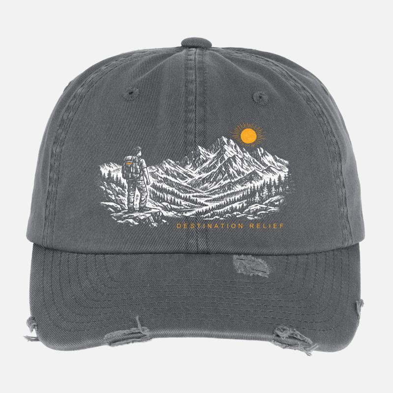 Wanderer Sonnenaufgang Destination Relief Hell Flexfit Vintage Destroyed Cap