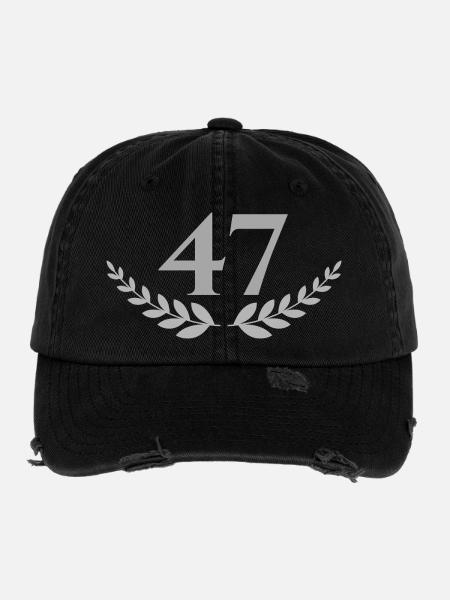 47 - Flexfit Vintage Destroyed Cap - Schwarz - Vorne