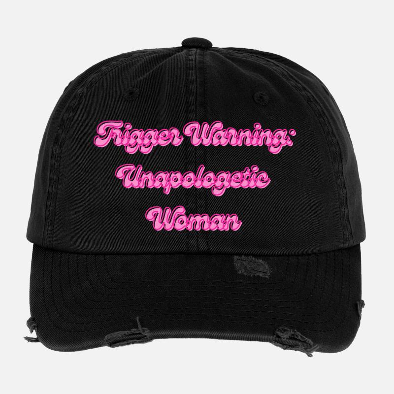 Unapologetic Woman Trigger Warning Flexfit Vintage Destroyed Cap