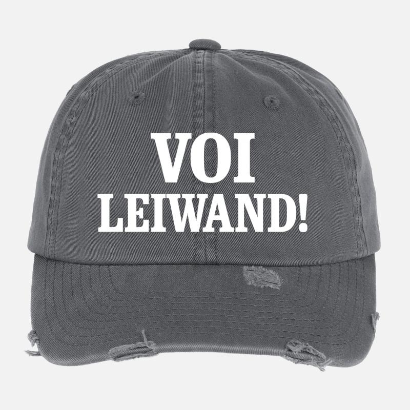 Voi Leiwand ! Conception de texte contrasté Casquette vintage effet usé Flexfit