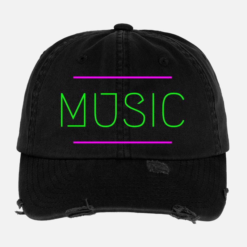 Musique Néon Casquette vintage effet usé Flexfit