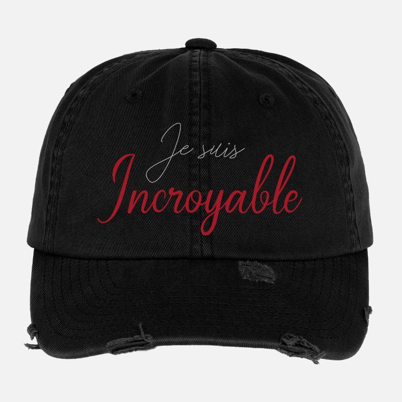 Je suis Incroyable Script Rouge Casquette vintage effet usé Flexfit