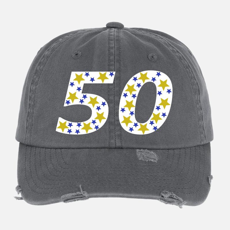 Jubiläum, 50, GB, sternenmuster, Geburtstagsfeier Flexfit Vintage Destroyed Cap