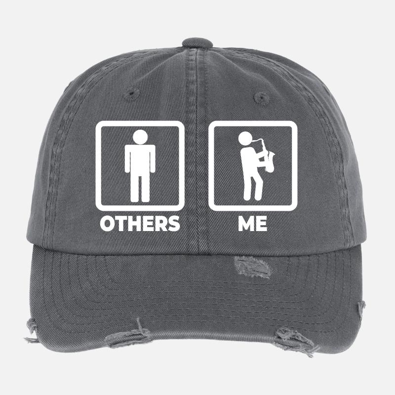 Saxophone Stick Figure Flexfit Vintage Destroyed Cap