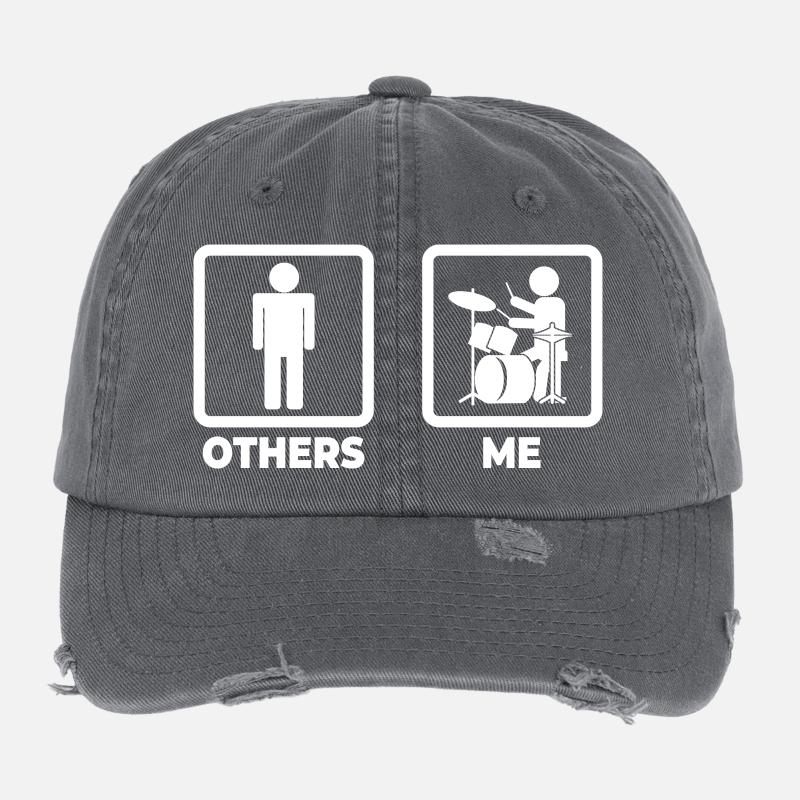Drummer stick figure Flexfit Vintage Destroyed Cap