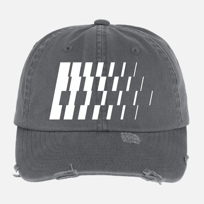 Monochrome Diagonal Slashes Flexfit Vintage Destroyed Cap